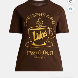 Gilmore Girls Warner Bros. Brown T-Shirt with Yellow Luke’s Diner Stars Hollow
